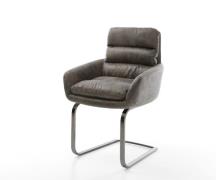Freischwinger Abelia-Flex mit Armlehnen Mikrofaser Grau Antik Freischw...