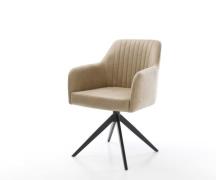 Drehstuhl Greg-Flex Mikrofaser Beige Vintage Kreuzgestell breit Schwar...