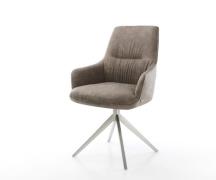 Drehstuhl Zelia-Flex mit Armlehnen Mikrofaser Taupe Vintage Kreuzgeste...