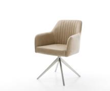 Drehstuhl Greg-Flex Mikrofaser Beige Vintage Kreuzgestell breit Edelst...
