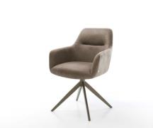 Drehstuhl Pejo-Flex Mikrofaser Taupe Vintage Kreuzgestell breit Effekt...