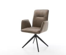 Drehstuhl Vinja-Flex Mikrofaser Taupe Vintage Kreuzgestell breit Schwa...