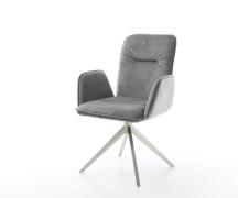 Drehstuhl Vinja-Flex Samt Grau Kreuzgestell breit Edelstahl 360° drehb...