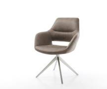 Drehstuhl Yago-Flex mit Armlehnen Mikrofaser Taupe Vintage Kreuzgestel...