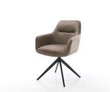 Drehstuhl Pejo-Flex Mikrofaser Taupe Vintage Kreuzgestell breit Schwar...