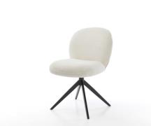 Drehstuhl Nube-Flex Bouclé Weiß Kreuzgestell breit Schwarz 360° drehba...