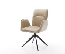 Drehstuhl Vinja-Flex Mikrofaser Beige Vintage Kreuzgestell breit Schwa...