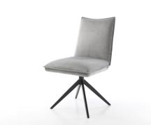 Drehstuhl Lelio-Flex Samt Grau Kreuzgestell breit Schwarz 360° drehbar...