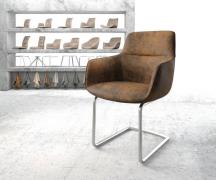 Schwingstuhl Pejo-Flex Braun Antik Freischwinger rund Edelstahl