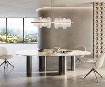 Esstisch Edge Oval 280x130 Keramik Minas Melange Weiß-Beige Pilier Ede...