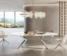 Esstisch Edge Oval 280x130 Keramik Minas Melange Weiß-Beige Zenthara k...