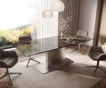 Esstisch Edge 180-220x100 Keramik Laminam® Emperador Extra Lucidato Du...