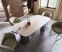 Esstisch Edge Boot 200x100 Keramik Laminam® Travertino Bianco Creme-We...