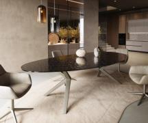 Esstisch Edge Oval 280x130 Reliefglas Rauchschwarz 3D-Design Zenthara ...