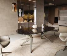 Esstisch Edge Oval 220x120 Reliefglas Rauchschwarz 3D-Design Zenthara ...