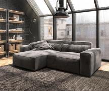 Ecksofa Sirpio 230x155 cm Mikrofaser Khakibraun Recamiere variabel