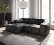 Ecksofa Sirpio 230x150 cm Lederimitat Vintage Anthrazit Recamiere vari...