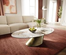 Couchtisch Edge Oval 140x80 cm Keramik Minas Melange Conis Metallic Go...