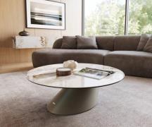 Couchtisch Edge Rund 100x100 cm Keramik Minas Melange Conis Metall Eff...