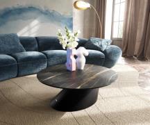 Couchtisch Edge Rund 90x90 cm Keramik Laminam® Noir Desir Braun Conis ...