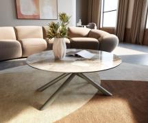 Couchtisch Edge Rund 90x90 cm Keramik Minas Melange Sarity Metall Effe...