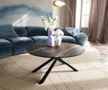 Couchtisch Edge Rund 90x90 cm Keramik Laminam® Noir Desir Braun Sarity...