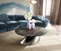 Couchtisch Edge Rund 90x90 cm Keramik Laminam® Noir Desir Braun Conis ...