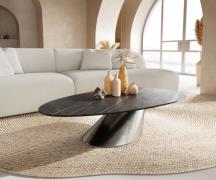 Couchtisch Edge Oval 140x75 cm Keramik Laminam® Noir Desir Braun Conis...
