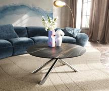 Couchtisch Edge Rund 90x90 cm Keramik Laminam® Noir Desir Braun Sarity...