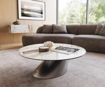 Couchtisch Edge Rund 100x100 cm Keramik Minas Melange Conis Edelstahl ...