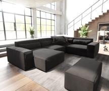 Wohnlandschaft Sirpio 300x200 cm Mikrofaser Schwarz Recamiere variabel...