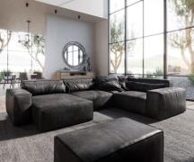 Wohnlandschaft Sirpio 300x210 cm Lederimitat Vintage Anthrazit Recamie...