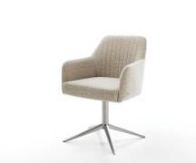 Drehstuhl Greg-Flex Webstoff Soft Beige Fußkreuz Edelstahl 360° drehba...