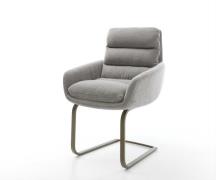 Freischwinger Abelia-Flex mit Armlehnen Strukturstoff Soft Grau Freisc...