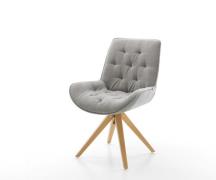 Drehstuhl Taimi-Flex Strukturstoff Soft Grau Holzgestell kantig Natur ...