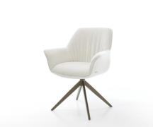 Drehstuhl Keila-Flex mit Armlehnen Bouclé Soft Beige Kreuzgestell brei...
