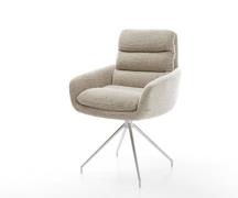 Esszimmerstuhl Abelia-Flex mit Armlehnen Webstoff Soft Beige Kreuzgest...