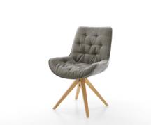 Drehstuhl Taimi-Flex Bouclé Soft Schlamm Holzgestell kantig Natur 180°...