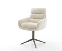 Drehstuhl Abelia-Flex mit Armlehnen Plüsch Creme-Weiß Fußkreuz Effektf...