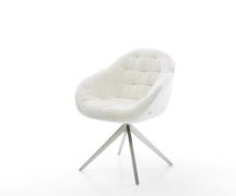 Drehstuhl Gaio-Flex Bouclé Soft Beige Kreuzgestell breit Edelstahl 360...