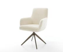 Drehstuhl Heira-Flex mit Armlehnen Teddystoff Beige Kreuzgestell breit...