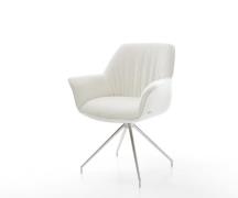 Esszimmerstuhl Keila-Flex mit Armlehnen Bouclé Soft Beige Kreuzgestell...