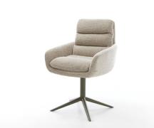 Drehstuhl Abelia-Flex mit Armlehnen Webstoff Soft Beige Fußkreuz Effek...