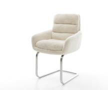 Freischwinger Abelia-Flex mit Armlehnen Plüsch Creme-Weiß Freischwinge...