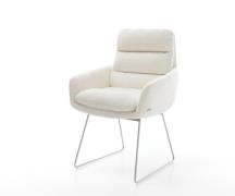 Esszimmerstuhl Abelia-Flex mit Armlehnen Bouclé Soft Beige Kufengestel...