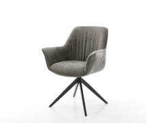 Drehstuhl Keila-Flex mit Armlehnen Bouclé Soft Schlamm Kreuzgestell br...