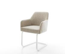 Freischwinger Greg-Flex Webstoff Soft Beige Freischwinger flach Weiß T...