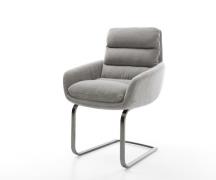 Freischwinger Abelia-Flex mit Armlehnen Strukturstoff Soft Grau Freisc...