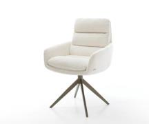 Drehstuhl Abelia-Flex mit Armlehnen Bouclé Soft Beige Kreuzgestell bre...