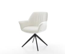 Drehstuhl Keila-Flex mit Armlehnen Bouclé Soft Beige Kreuzgestell brei...